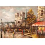 RAOUL VOGEL (TWENTIETH CENTURY) OIL PAINTING Parisienne street scene Signed 19? x 27? (48.3cm x 68.