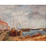 T.E.GRIMSHAW (TWENTIETH CENTURY) OIL ON BOARD Harbour scene Signed 7 ½? x 9 ½? (19cm x 24.1cm)