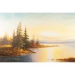 B HUBER (Modern)OIL ON CANVASA LAKELAND LANDSCAPE AT SUNSETSigned lower left24" x 36" (61 x 91.5)