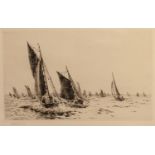 WILLIAM LIONEL WYLLIE RA, DRY POINT ETCHING, FIRST WITH THE CATCH, Signed in pencil,5 3/4" x 9 1/4"
