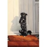 W. EMMANUEL JAMES (MID TWENTIETH CENTURY) OIL ON CANVAS Begging dog in front of a door Signed and