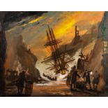 DON HUGHES (DELON), (b.1933) SUITE OF THREE OIL PAINTING Cornish smuggling scenes Signed, two with