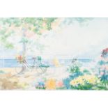 PIERRE BEAN LLADO ARTIST SIGNED COLOUR PRINT?L?esplanade aux fleurs? 14? x 21 ¼? (35.6cm x 54cm)