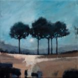 DIONNE SIEVEWRIGHT (b.1973) OIL ON CANVAS ?Five Trees? Unsigned, titled verso 11 ¾? x 11 ¾? (29.