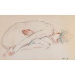 HENRY RICHARD BIRD (1909-2000) PENCIL AND COLOURED CHALK Female nude Signed 8" x 13 3/4" (21 x 35cm)