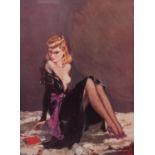 PAIR OF AMERICAN VINTAGE GLAMOUR PRINTS Female figures modelled seated Initialled DW 9 ½? x 7? (24.