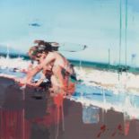 CHRISTIAN HOOK (b.1971) ARTIST SIGNED LIMITED EDITION COLOUR PRINT ON CANVAS ?La Caleta?, (32/195)