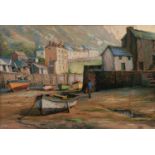 ROY STRINGFELLOW (1921-2008) PASTEL DRAWING Probably Cornwall, harbour at low tide Signed 13? x