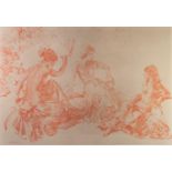 SIR WILLIAM RUSSELL FLINT ARTIST SIGNED PRINT OF A RED CHALK DRAWING ?Discussion? Signed in pencil