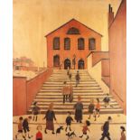 AFTER L.S. LOWRY COLOUR PRINT Old Church with Steps 23 ¼? x 19 ½? (59cm x 49.5cm)