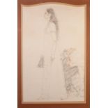 HENRY RICHARD BIRD (1909-2000) MIXED MEDIA ON CREAM PAPER Study of a lady in full length dress