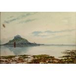 W. MARSHALL (TWENTIETH CENTURY) WATERCOLOUR DRAWING View of St. Michael?s Mount Signed 10 ½? x