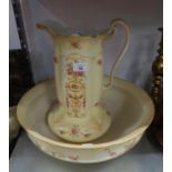 A CROWN DUCAL POTTERY TOILET JUG AND BASIN