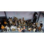 A LARGE COLLECTION OF AMINAL ORNAMENTS TO INCLUDE; A SELECTION OF PENDELPHIN FIGURES ON STAND AND