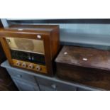 BUSH RADIO IN WALNUTWOOD CASE AND AN OAK BOX (2)