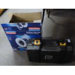 PRO 440W PORTABLE ELECTRIC SAW WITH A SELECTION OF EIGHT SAW BLADES, IN BLACK PLASTIC CASE AND A