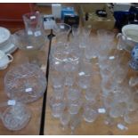 QUANTITY OF CUT GLASS AND DRINKING GLASSES