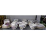 A COLCLOUGH BONE CHINA PART TEA SERVICE AND A ROYAL VALE BONE CHINA TEA SERVICE FOR 6 PERSONS