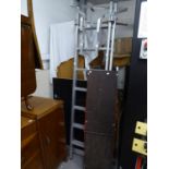 AN ALUMINIUM FOUR PART SET OF LADDERS WITH PLATFORM AND LADDER STAND-OFF