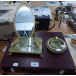 ONYX MIRROR, ASHTRAY AND CUTLERY BOX (3)