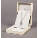 FIORELLI SILVER FINE CHAIN NECKLACE and PENDANT set with marquise shaped amethyst