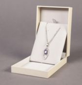 FIORELLI SILVER FINE CHAIN NECKLACE and PENDANT set with marquise shaped amethyst