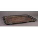 LEE & WIGFULL, ELECTROPLATED LARGE TWO HANDLED TRAY, of oblong form with cut-out handles to the