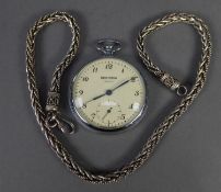SEKONDA, RUSSIAN OPEN FACED POCKET WATCH with 18 jewel movement, white arabic dial with subsidiary