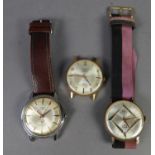 3 GENT'S STEEL CASED SWISS VINTAGE WRISTWATCHES, with mechanical movements, viz Technos '