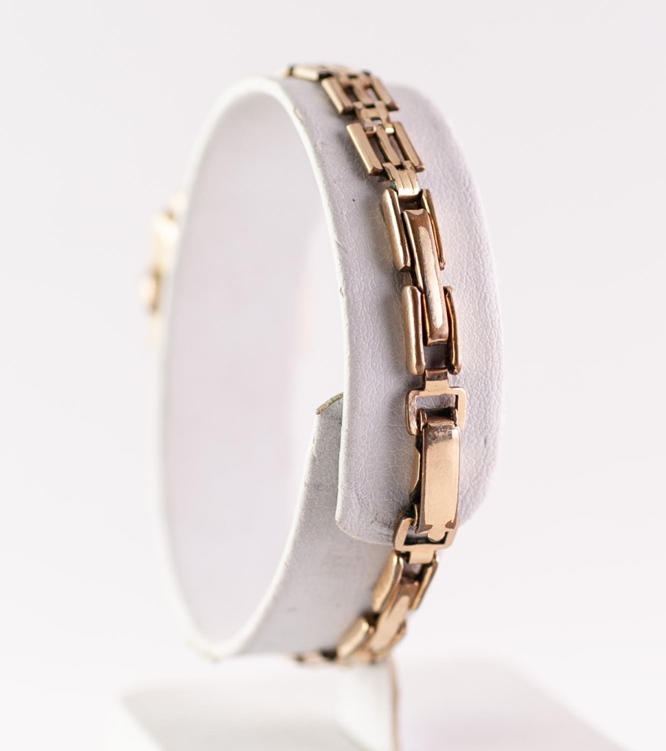 a 9ct GOLD CASED HELVETIA LADY'S WRIST WATCH, on gilt metal linked bracelet - Image 2 of 2