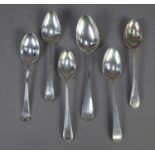 PAIR OF GEORGE III SILVER TEASPOONS, bright cut engraved, London 1791, George III plain TEASPOON,