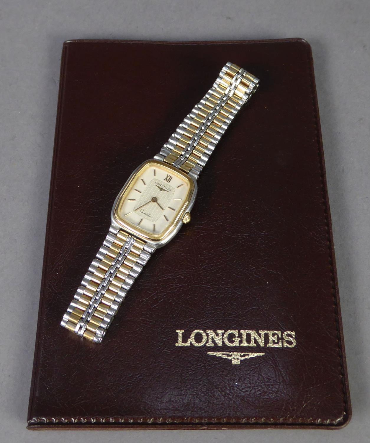 1980's LONGINES STAINLESS STEEL PARCEL GILDED LADY'S QUARTZ BRACELET WRIST WATCH with accompanying - Image 3 of 4