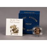 ROYAL MINT CASED AND CAPSULATED ELIZABETH II GOLD PROOF HALF SOVEREIGN 1985 (VF) in hard blue case