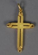 MATT FINISH HEAVY, PIERCED CROSS PENDANT 1 3/4" (4.4cm) high (tests as 18ct), 11 gms