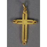 MATT FINISH HEAVY, PIERCED CROSS PENDANT 1 3/4" (4.4cm) high (tests as 18ct), 11 gms