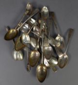 COLLECTION OF NINETEEN VICTORIAN AND LATER SILVER TEASPOONS, including a SET OF FOUR BY JOHN