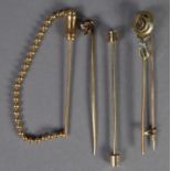 19th CENTURY STICK PIN, the top set with a tiny rose cut diamond; a BAR BROOCH with circlet and