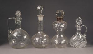 *SILVER MOUNTED WAISTED GLASS DECANTER AND STOPPER, 10? (25.4cm) high, together with a GLOBE AND