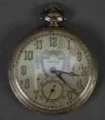 WALTHAM 'COLONIAL' 14k WHITE GOLD FILLED, SLIM CASED, OPEN FACED POCKET WATCH, with keyless movement