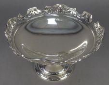 EDWARDIAN SILVER PEDESTAL FRUIT OR CAKE STAND, the bowl with pierced galleried edge, raised upon