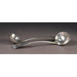 PAIR OF GEORGE IV IRISH SILVER FIDDLE PATTERN SAUCE LADLES, initialled, 6 ¼? (15.9cm) long, Dublin