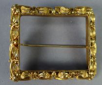 19th CENTURY GILT FILIGREE BROOCH FRAME in the form of fruiting vines, 2 1/8" x 1 3/4" (5.5 x 4.