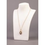 9ct GOLD CHAIN NECKLACE, 16" long and the 9ct GOLD LOZENGE SHAPED PENDANT, set with a centre lozenge