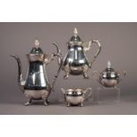 VINERS FOUR PIECE ?PRINCESS? PATTERN ELECTROPLATED COFFEE AND TEASET, in original polystyrene