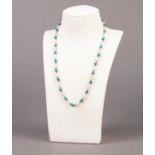 9ct GOLD BEAD BAROQUE PEARL AND TURQUOISE BEAD SINGLE STRAND NECKLACE