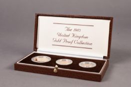 ROYAL MINT CASED AND CAPSULATED THREE COIN UNITED KINGDOM GOLD PROOF COLLECTION 1983 comprising
