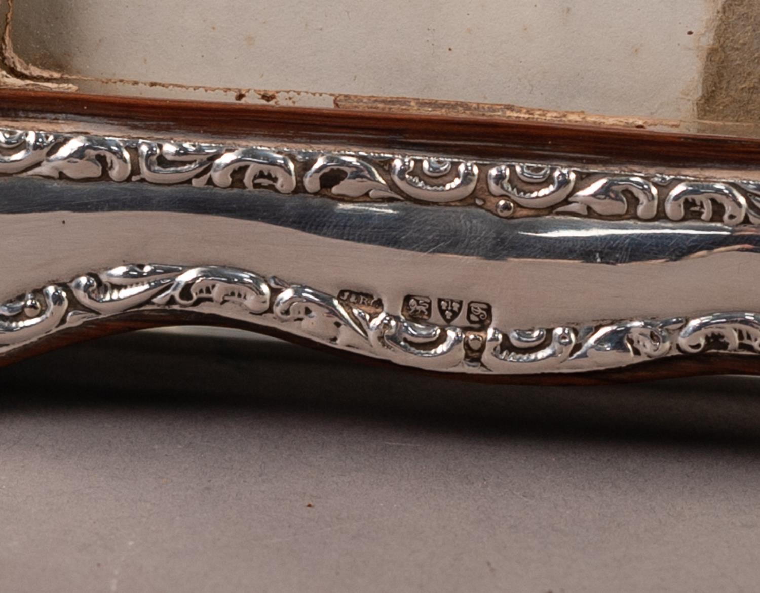 EDWARD VII SILVER FRONTED OAK DESK TOP PHOTOGRAPH FRAME, of wavy outline with arch top and - Image 2 of 2