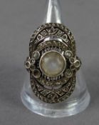 ART DECO PERIOD RING set with solitaire white stone and tiny paste stone, ring size O and a QUANTITY
