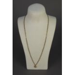 9ct GOLD FINE CHAIN TWISTED NECKLACE with small flattened curb links, 24" (60.9cm) long, 4.2 gms and