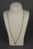 9ct GOLD FINE CHAIN TWISTED NECKLACE with small flattened curb links, 24" (60.9cm) long, 4.2 gms and